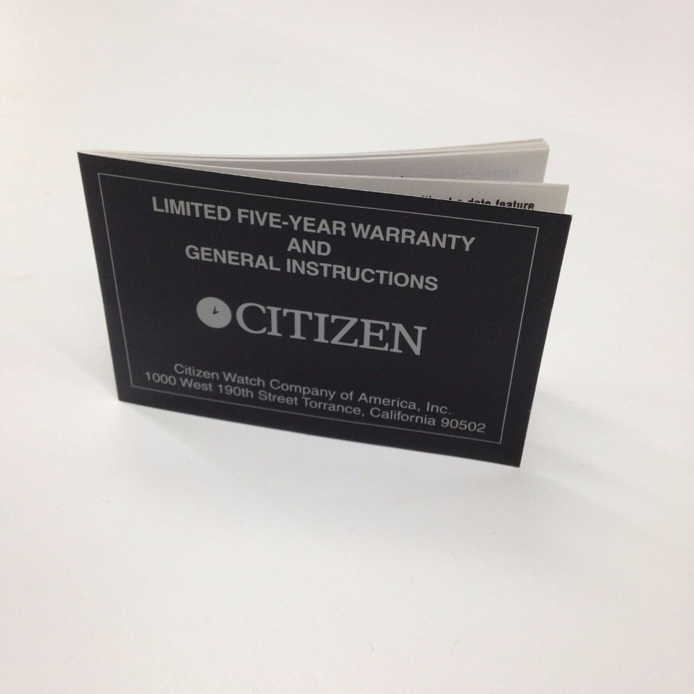 NEW Citizen 5 Year Watch International Warranty Guarantee Card Blank Booklet
